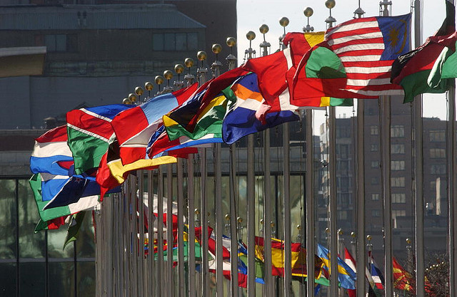 Flags outside the United Nations